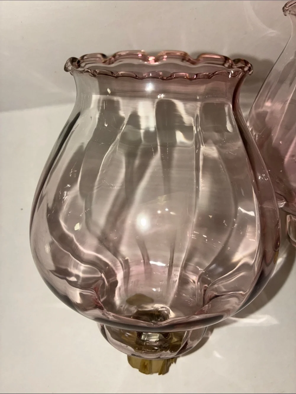 Vintage Homco Celeste Pink Glass Hurricane Lamp Shades